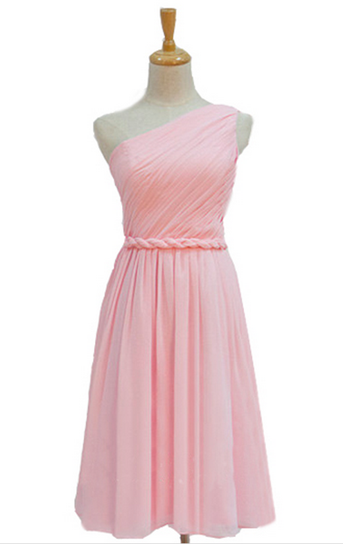 Short Bridesmaid Dress, Pink Bridesmaid Dress, One Shoulder Bridesmaid Dress, Bridesmaid Dress