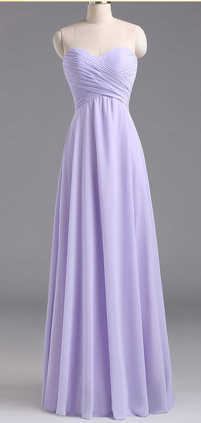 Sweetheart Lavender Bridesmaid Dresses, Chiffon Floor-length Bridesmaid Dress With Ruching Detail,