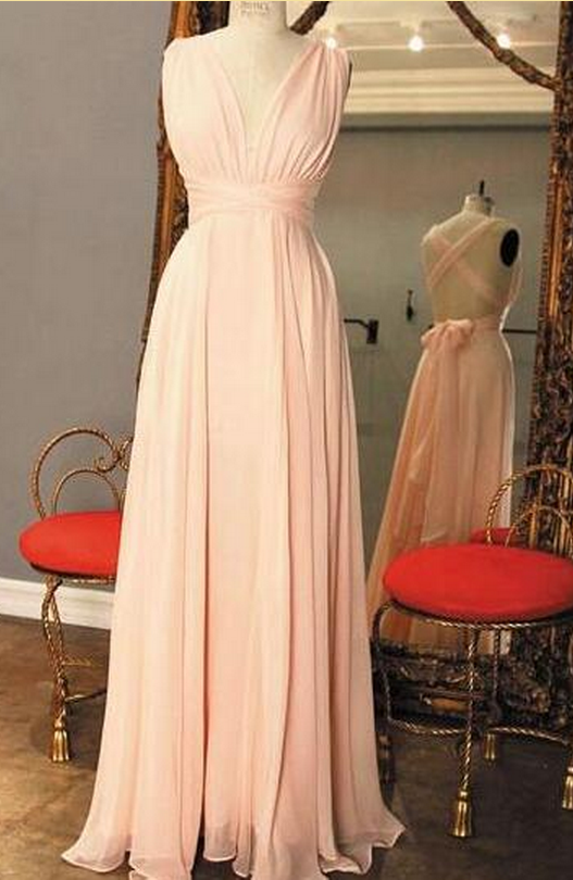Pink Backless Bridesmaid Dress, Long Bridesmaid Dress, Chiffon Bridesmaid Dress, Bridesmaid Dress,