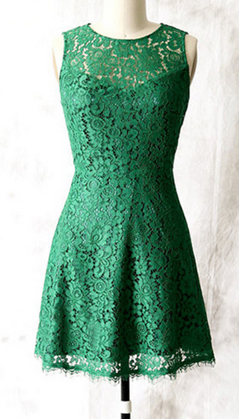 Sexy Open Back Bridesmaid Dresses, Simple Style Green Lace Bridesmaid Dresses, Elegant Illusion Neck Column