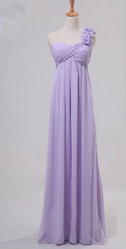One-shoulder Ruched Empire Waist Chiffon A-line Floor-length Bridesmaid Dress
