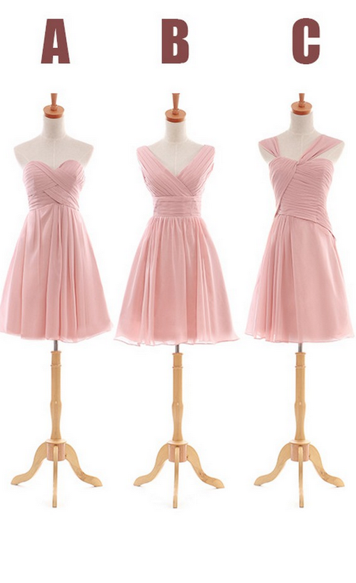 Blush Pink Bridesmaid Dresses, Bridesmaid Dresses, Chiffon Bridesmaid Dresses， Short Bridesmaid Dress, Custom