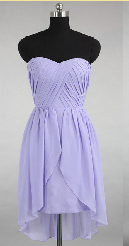 Sweetheart Bridesmaid Dresses With Soft Pleats, Strapless Chiffon Bridesmaid Gowns, Discounted Asymmetrical Gowns