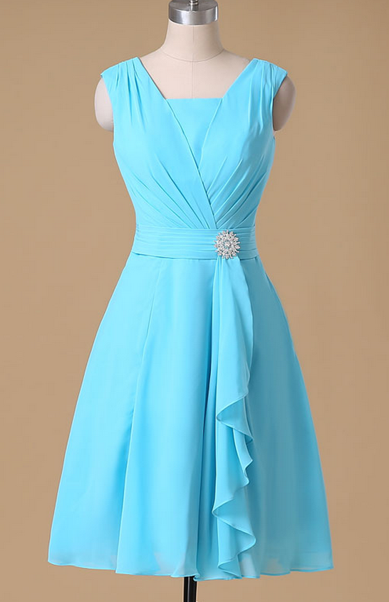 Aline Vneck Chiffon Bridesmaid Dresses,ruched Short Chiffon Dresses