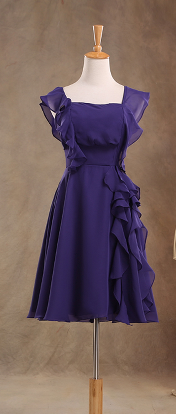 purple short chiffon dress Lilac Short Knee Length Chiffon Dress by Poly USA
