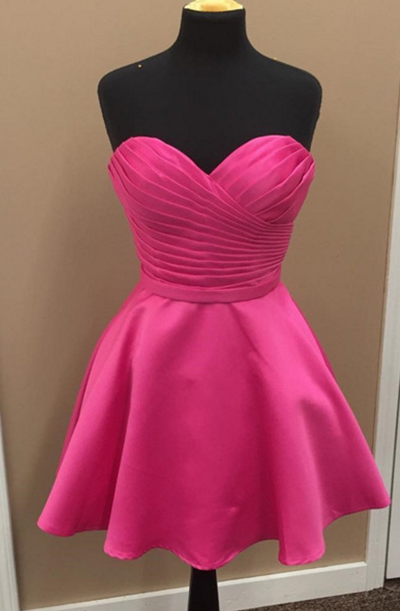 Strapless Sweetheart Ruched A-line Short Homecoming Dress, Cocktail Dress, Party Dress