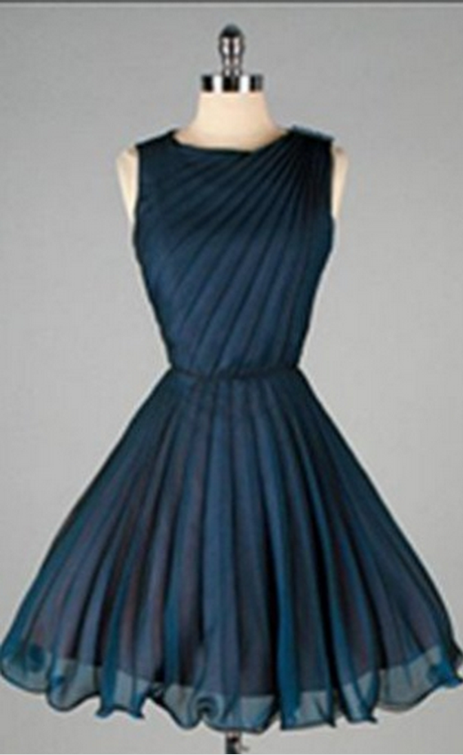 High Quality Simple Navy Blue Short Chiffon Classy Homecoming Dresses