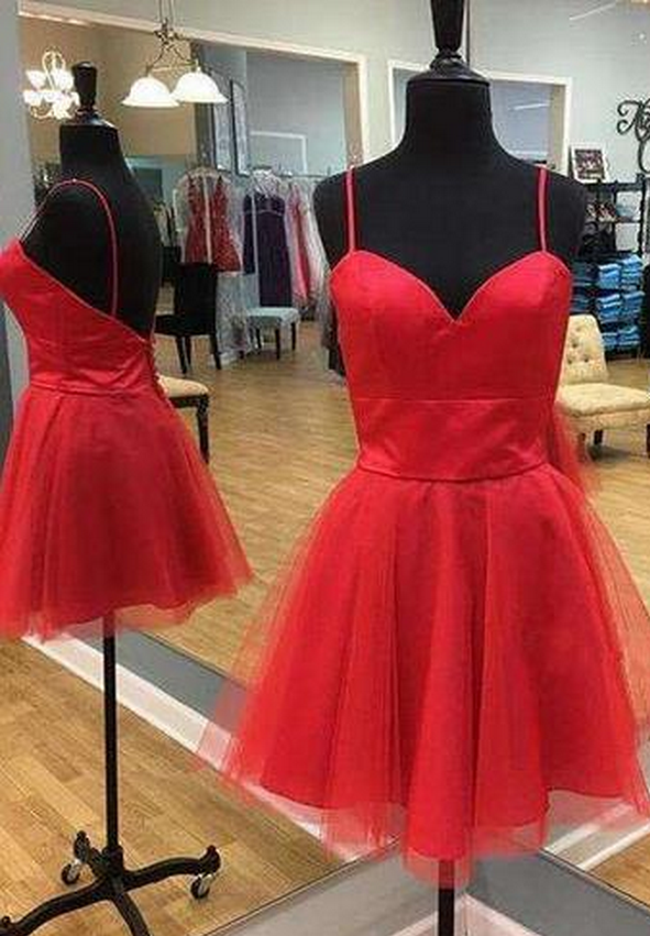 Elegant Off-the-Shoulder Short Tulle Red Homecoming Party Dress OP196