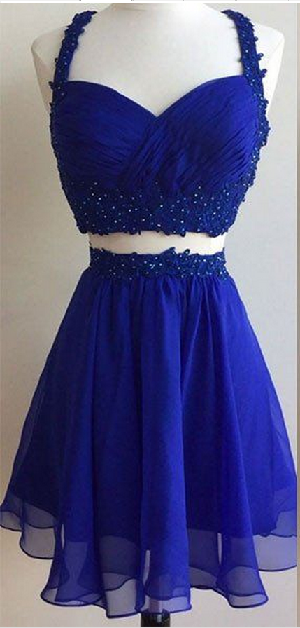 Two Pieces Homecoming Dresses,a-line Homecoming Dresses,applique Homecoming Dresses