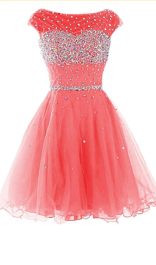 Stunning Short Homecoming Dresses Cap Sleeve Backless Sequined Top Organza Prom Graduation Cocktail Dresses Custom