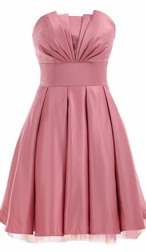 Strapless Ruched Pleated A-line Short Homecoming Dress, Cocktail Dress, Party Dress