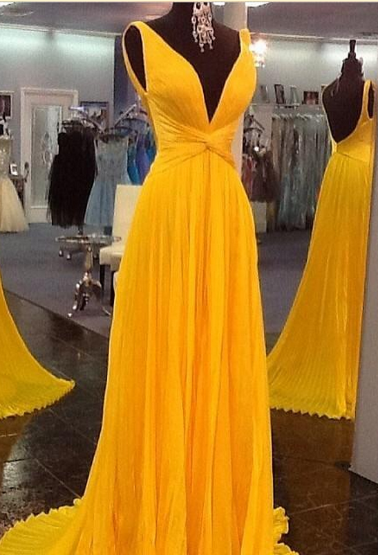 Prom Dresses, Backless Prom Dresses,party Dresses,plus Size Dresses,yellow Evening Dresses