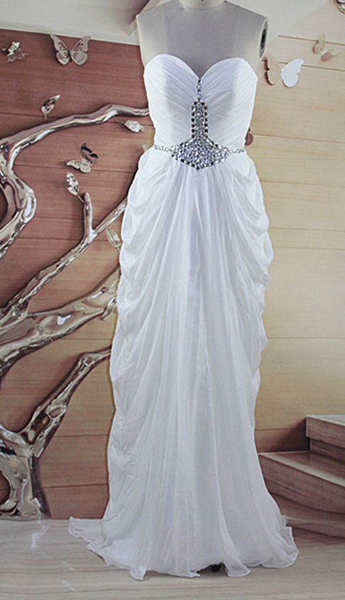 White Evening Dresses,long Elegant Prom Dresses, Evening Dresses,evening Gowns,zipper Evening Dress, Red Carpet Dresses