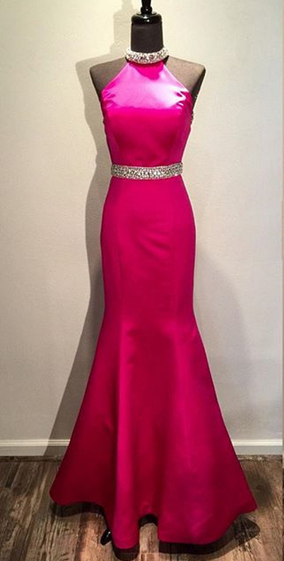 Mermaid Evening Dresses,Backless Evening Dresses,Long Evening Dresses,Fuschia Dress,Sexy Dress,Evening Gowns,Red Carpet Dresses 