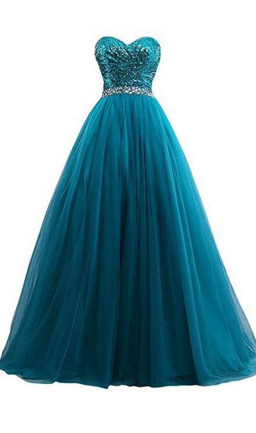 Prom Dresses,evening Dress,sexy Tulle Sequin Ball Gown Prom Dresses ...