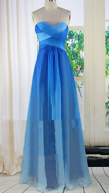 Gorgeous Ombre Prom Dresses, Long Sweetheart A Line Evening Dress