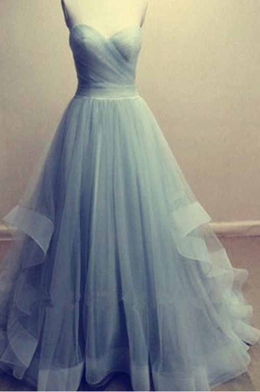 Strapless Light Blue Evening Dress ,prom Dress ,prom Dresses , Women Dresses