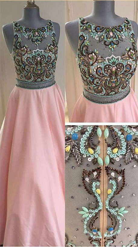 Elegant Prom Dress,crystal Beaded A Line Evening Dress,long Evening Dresses,sleeveless Prom Dresses