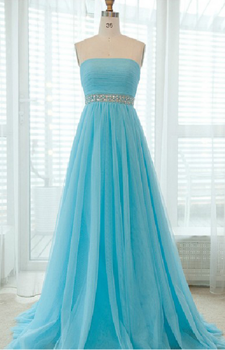 Light Blue Prom Dresses Sexy Strapless Evening Dresses Elegant Prom Gowns Party Dress