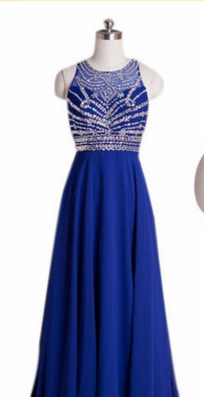 Sleeveless O-neck Prom Dresses,royal Blue Prom Dress,evening Dresses