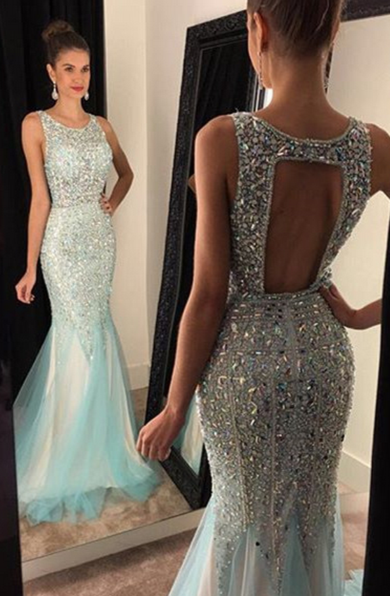 Sparkly Halter Prom Dress,mermaid Evening Dresses, Luxurious Sexy Long Dresses