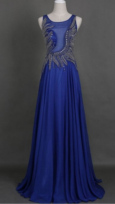 Prom Dresses,royal Blue Prom Dresses,long Evening Dresses, Prom Dresses With Beading