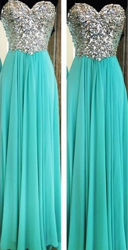 Real Made Beading Prom Dresses, Sweetheart Floor-length Evening Dresses,