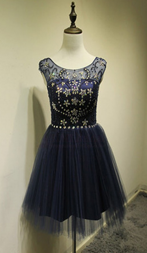 A-Line Cap Sleeves Short Prom Homecoming Dress with Beaded Pockets