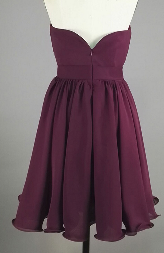 ,grape Purple Chiffon Homecoming Dresses Simple Ruched Sweetheart Short ...