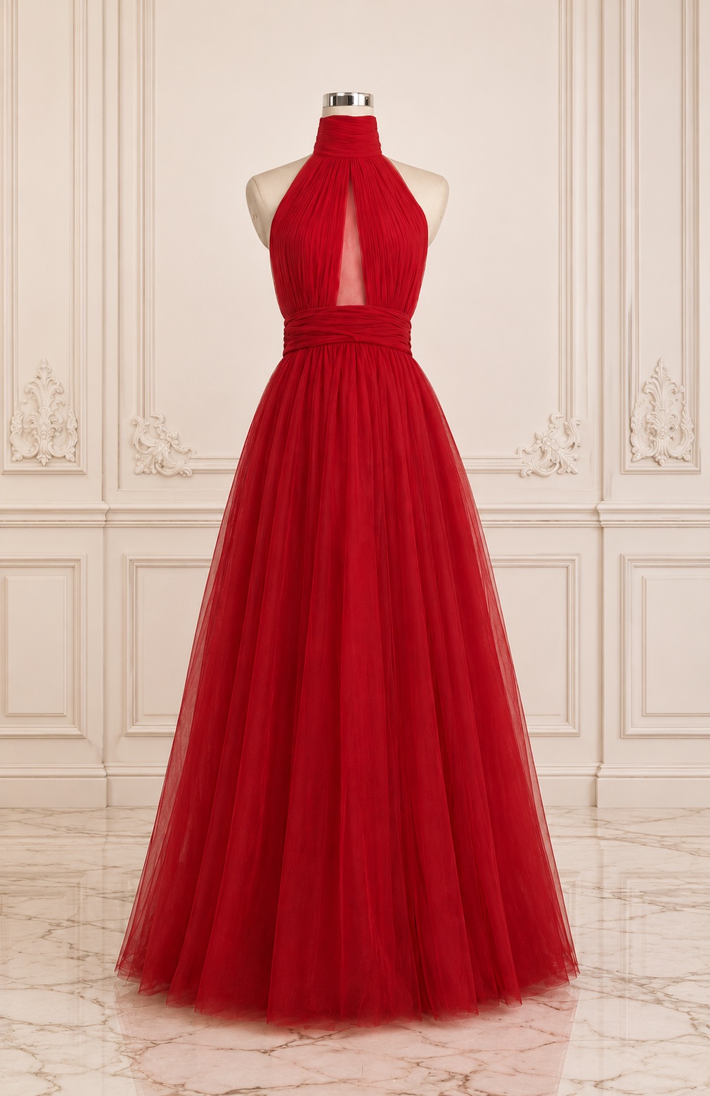 red halter neck prom dress Sexy Deep V-neck Mermaid Side-slit Long Sequin Dress,  SposaBridal perfect for making a memorable statement Corset-Waist Long Halter Prom Dress