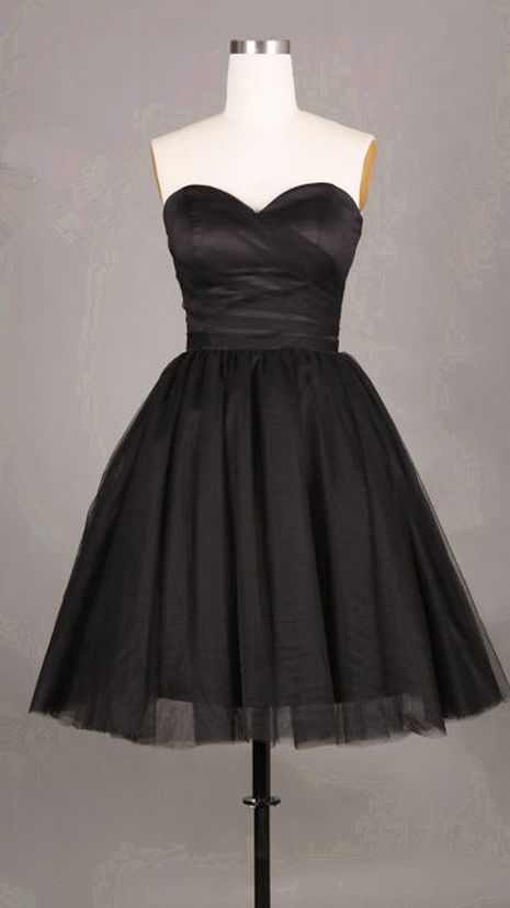 Pretty Simple And Cute Black Short Tulle Prom Dresses, Short Prom Dresses, Graduation Dresses,