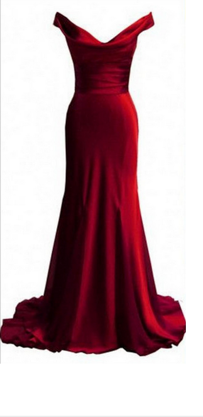 Prom Gown,pretty Off Shoulder Burgundy Prom Dresses With Satin, Evening