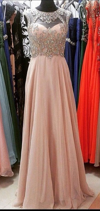 Prom Dresses,blush Pink Evening Gowns,sexy Formal Dresses,chiffon Prom Dresses