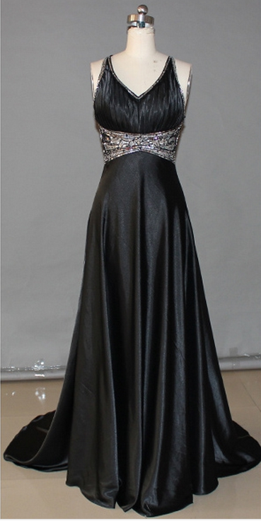 Black Prom Dresses,backless Prom Dress,organza Prom Dress,simple Prom Dresses,