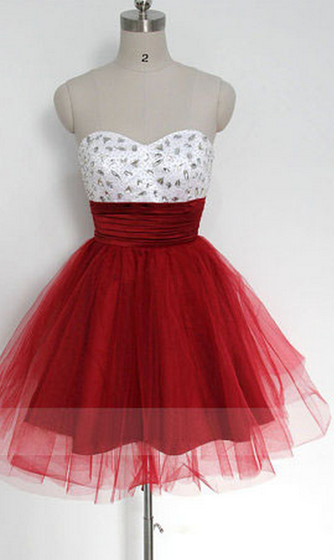 Short Prom Dress, Red Prom Dress, Sweet Heart Prom Dress, Knee-length Prom Dress, Lovely Prom Dress,