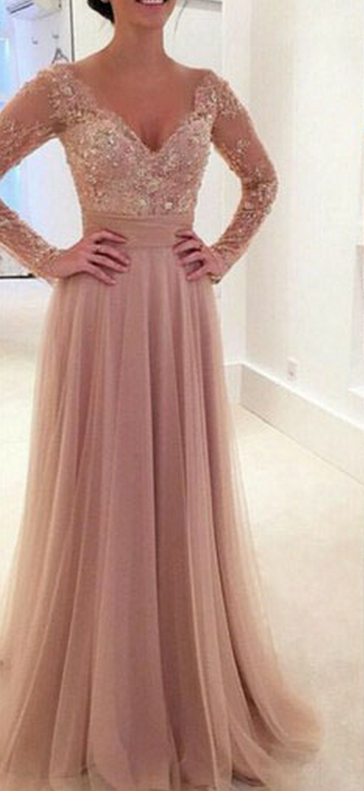 Long Prom Dress, Two Piece Prom Dress, V-neck Prom Dress, Lace Prom Dress, Formal Prom Dress, Modest Prom Dress