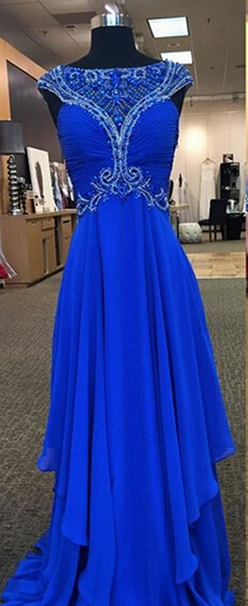 Long Prom Dress, Royal Blue Prom Dress, Gorgeous Prom Dress, Elegant Prom Dress, Popular Prom Dress, Unique Prom Dress, Chiffon Prom Dress,