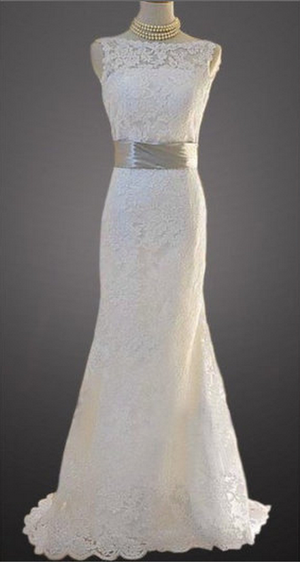 Style Vintage A Line Lace Wedding Dress Bridal Gown Satin Sash Bridesmaid Dress Evening Prom Dress