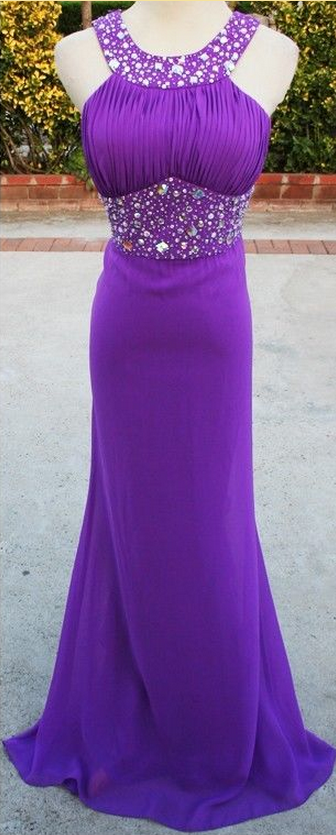 Sexy Prom Dress,prom Dresses, Purple Chiffon Prom Dresses Backless Mermaid Evening Dress