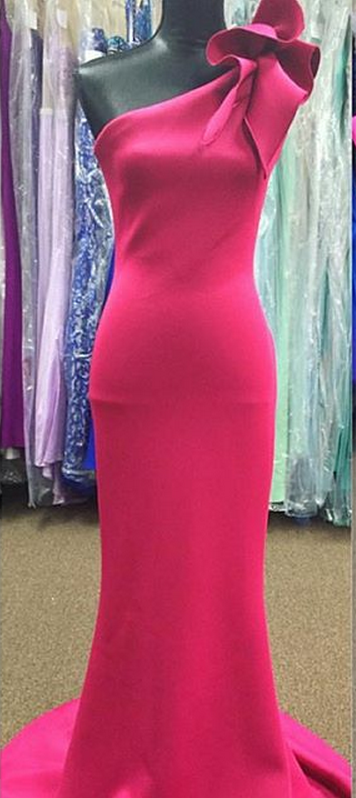 Prom Dress,long Evening Dresses,one Shoulder Formal Dress,pink Formal Gown,women Dress,princess Prom Gowns,pink Prom Gown