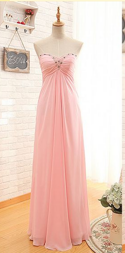 Charming Prom Dress,Pink Chiffon Prom Dresses,Sweetheart Prom Dress,Long Prom Dresses, 