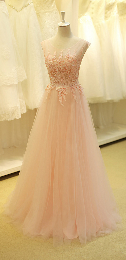 Prom Dresses,evening Dress,party Dresses,pink Prom Dress,a-line Lace Long Evening Dress