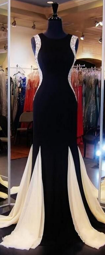 Prom Dresses,evening Dress,prom Dresses,sexy Black Mermaid Evening Dress Crystal Sleeveless