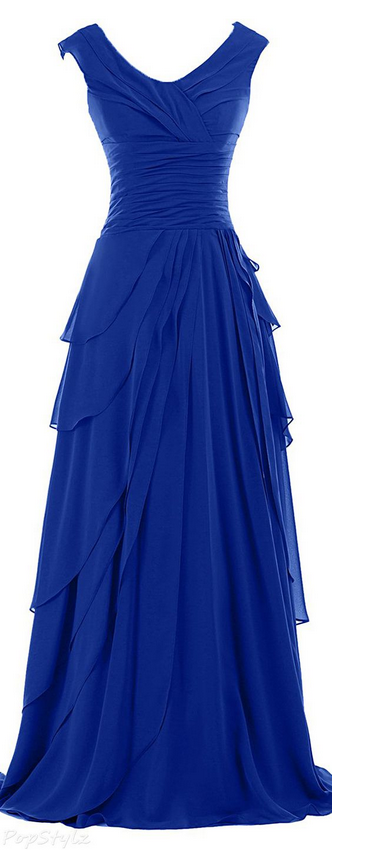 Custom Charming Navy Blue Prom Dress,chiffon Sleeveless Evening Dress