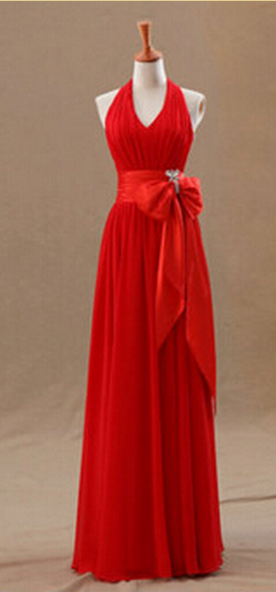 Halter Prom Dress, Empire Prom Dress, V-neck Prom Dress, Backless Prom Dress, Prom Dress