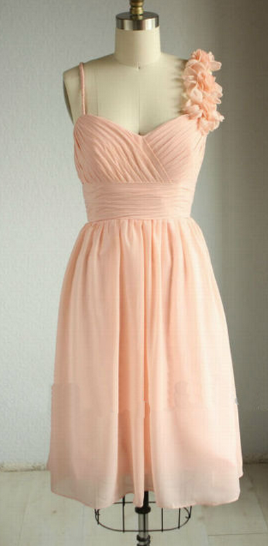 Short Pink Chiffon Bridesmaid Dress