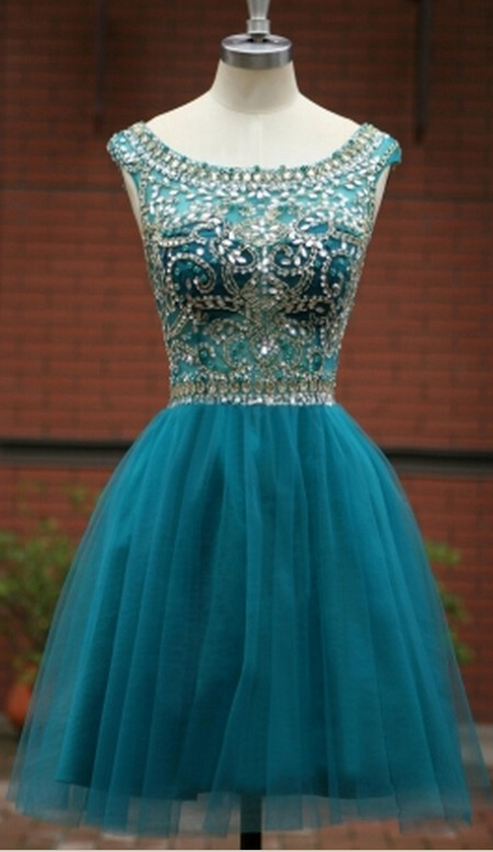Blue Homecoming Dresses Laced Up Sleeveless Lace Above-knee Bateau A Lines