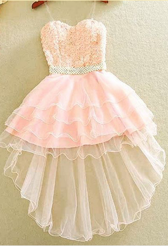 Pink Homecoming Dresses Zipper-up Sleeveless Tulle Lace Asymmetry Sweetheart Neckline A Lines