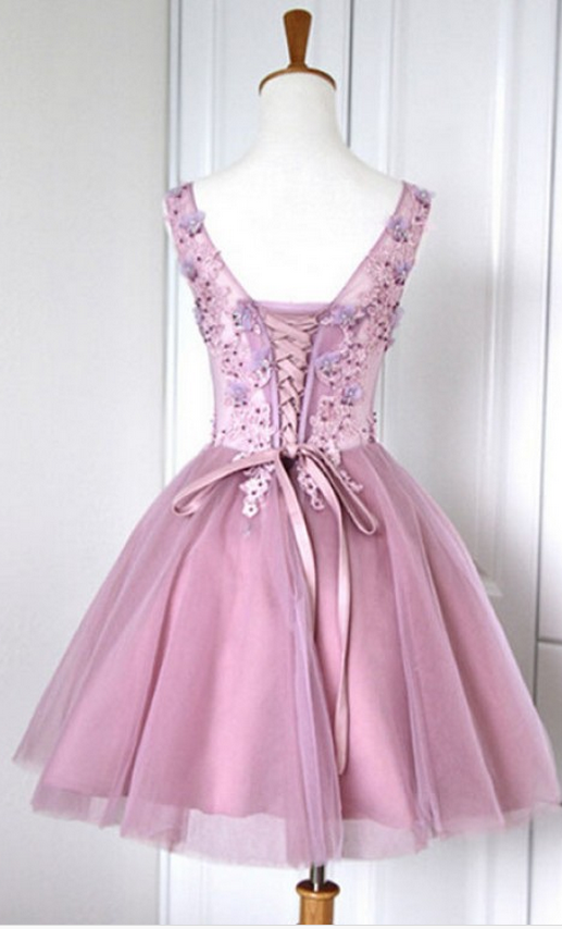 Lace Applique Homecoming Dresses 2024 Illusion Floral Tulle Short Prom Dress