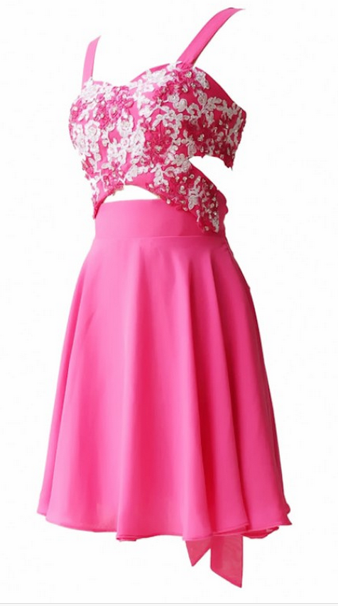 Pink Homecoming Dresses Open Back Spaghetti Strap Embroidered Mini Strap A Lines